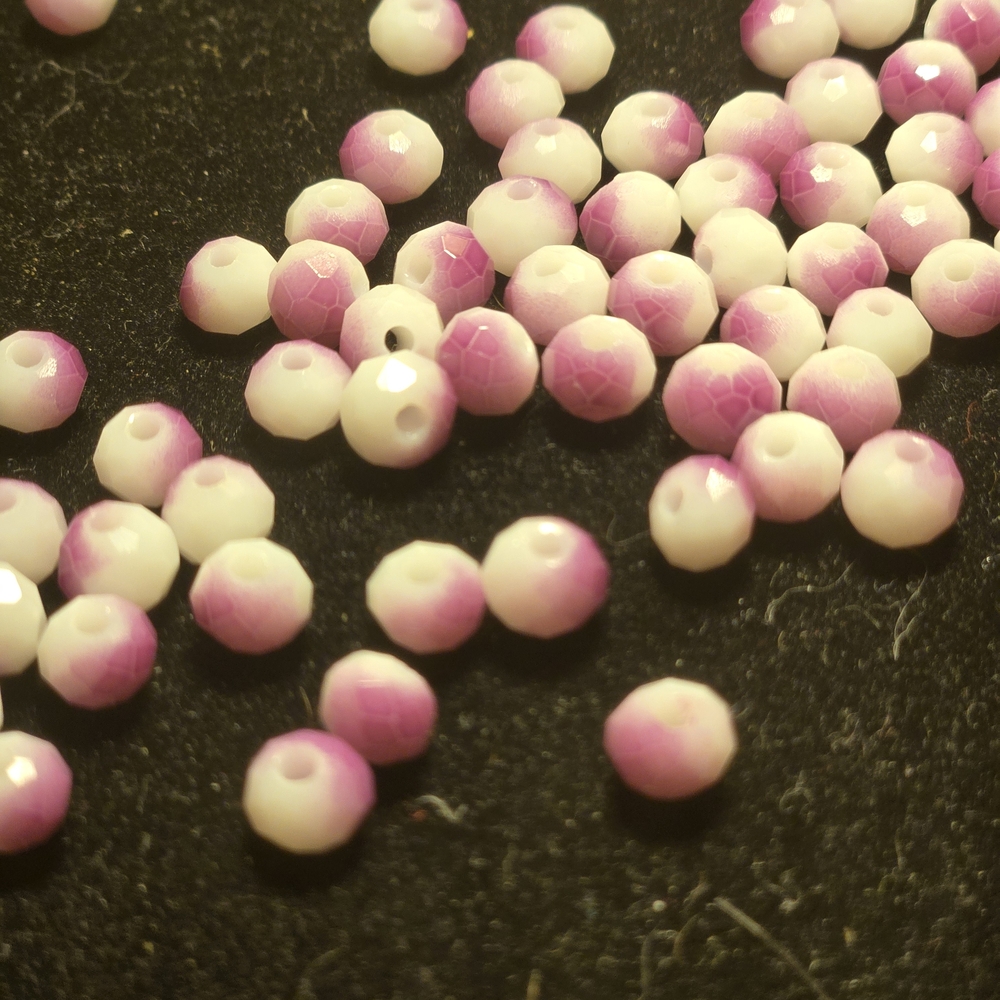 Purple and White Faceted Beads